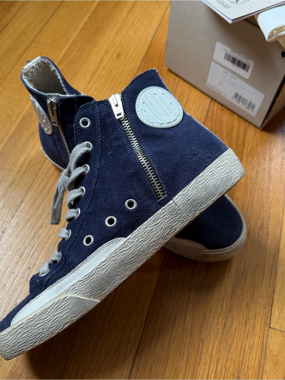 Golden Goose Francy Navy Suede High-Top Sneakers with White Star - Picture 3 of 6